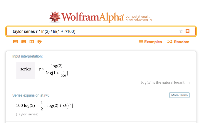 taylor series rule of 72