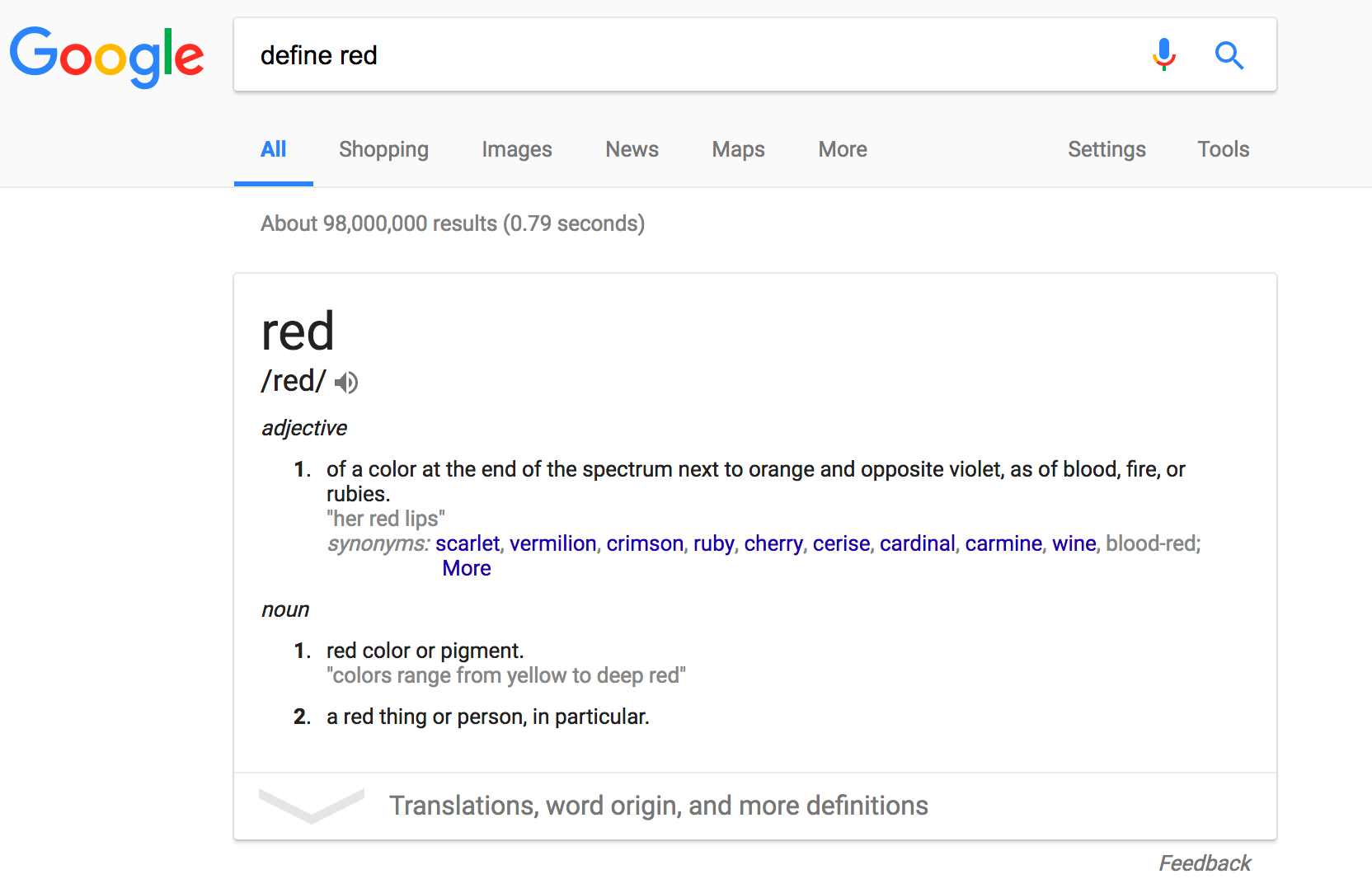 define color red